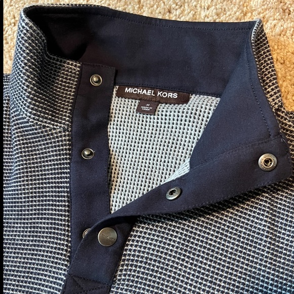 Michael Kors Mens Gray Long Sleeve 1/4 Zip Button Pullover Sweater Size M - NEW - Picture 4 of 5